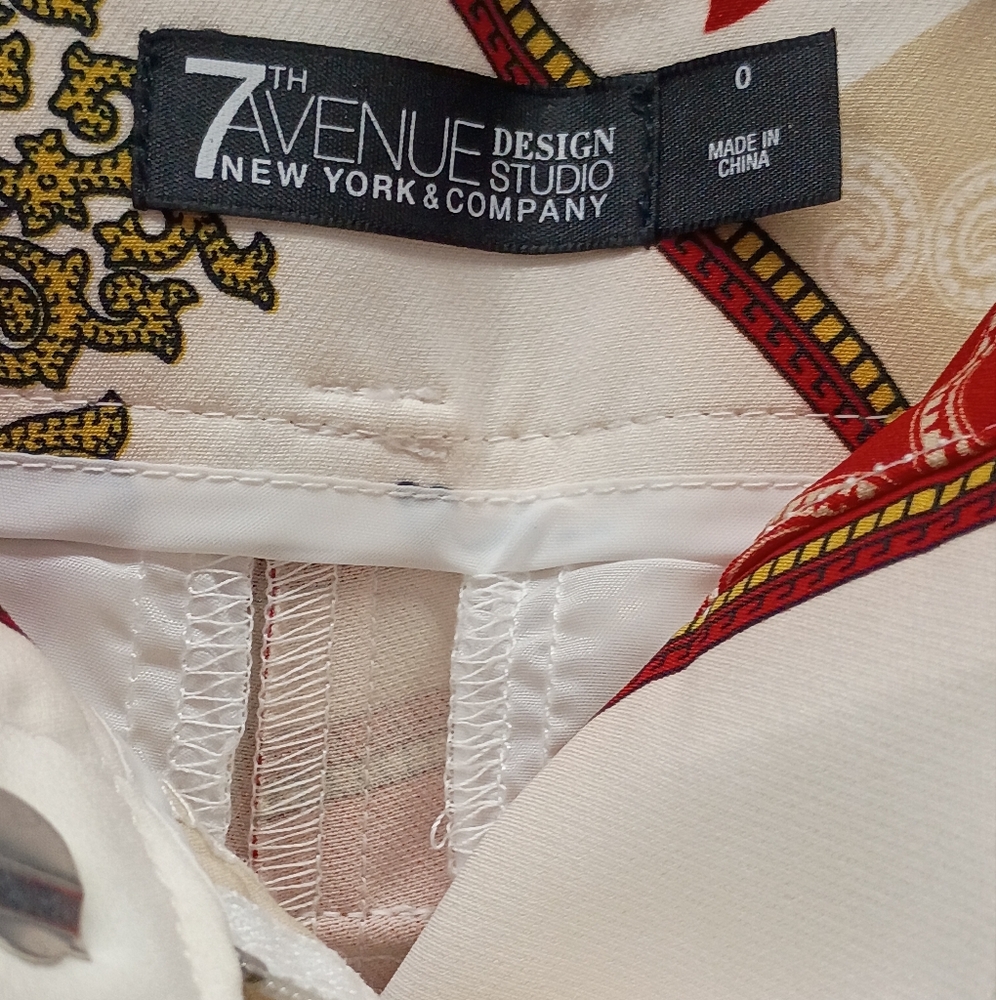 New York & Company Red and Gold Patterned Trousers - Picture 9 of 13